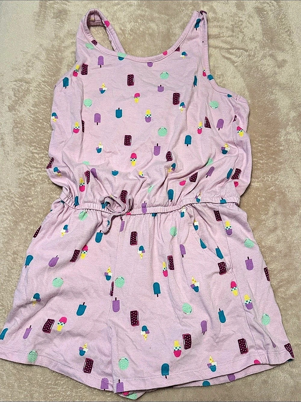 Cat & Jack Ice Cream Print Cross-Back Romper Girls 10/12